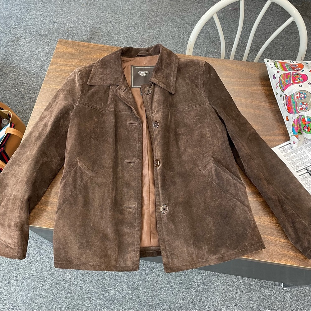 Coach “Learherware” brown suede jacket